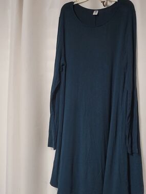 Old Navy Long Sleeve Teal A-Line Dress